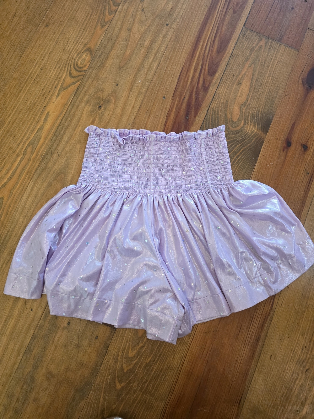 QUEEN OF SPARKLES Lavender Shimmery Smocked Skort